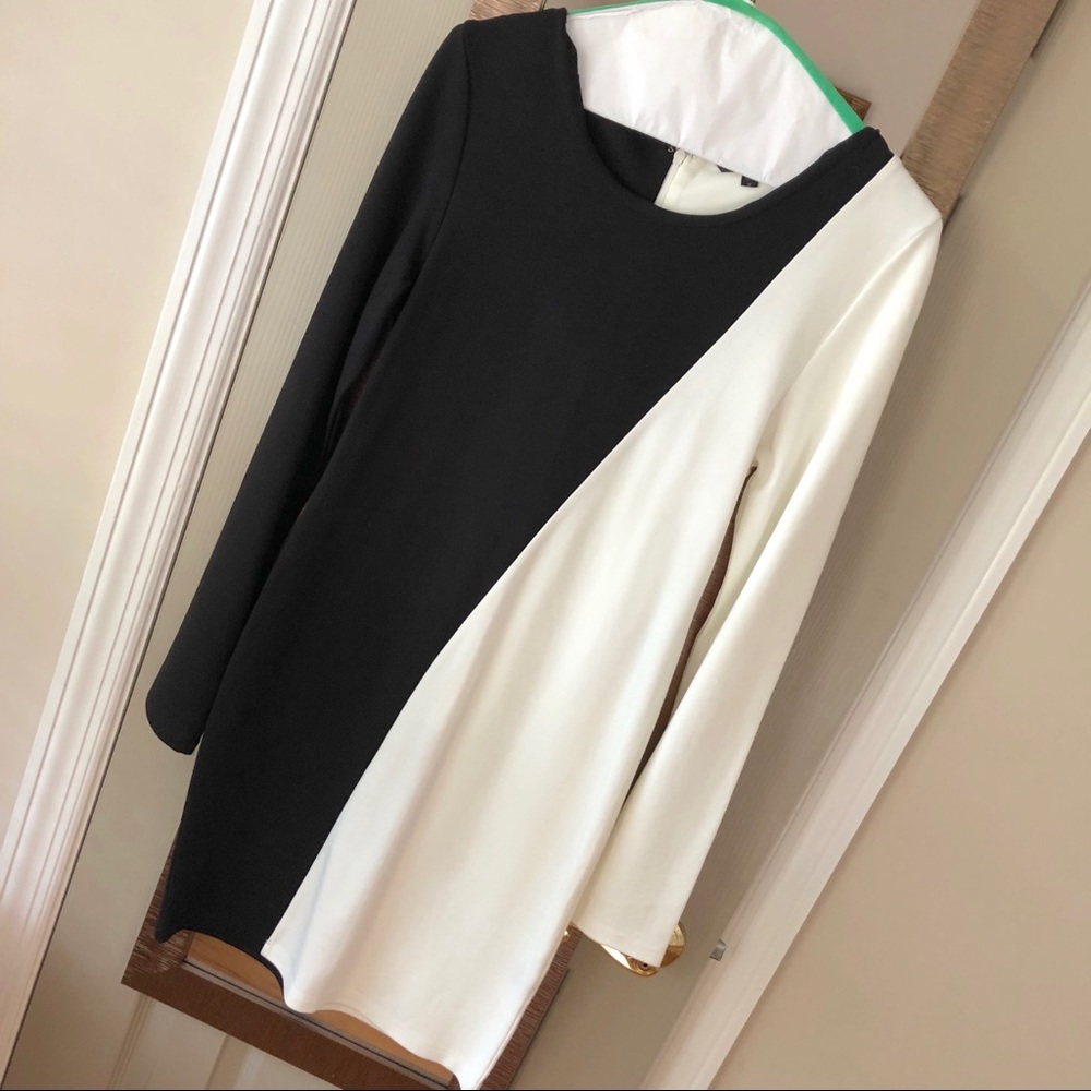 Black white color black dress